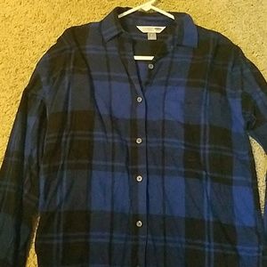 Old Navy blue plaid shirt flannel